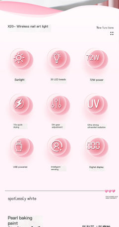 X20 Wireless Nail Lamp with Rechargeable Lithium Battery